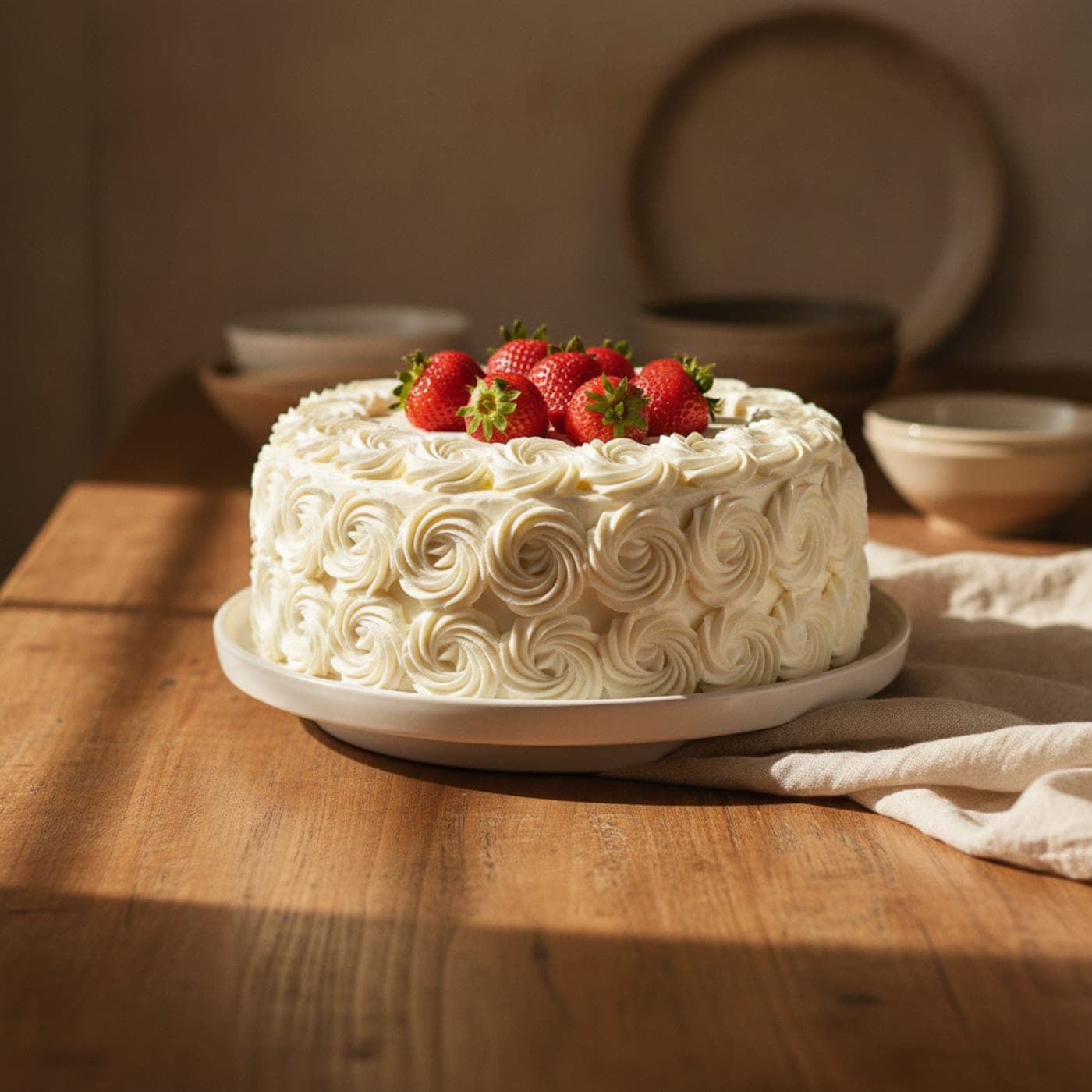 Torta tres leches decorada con fresas